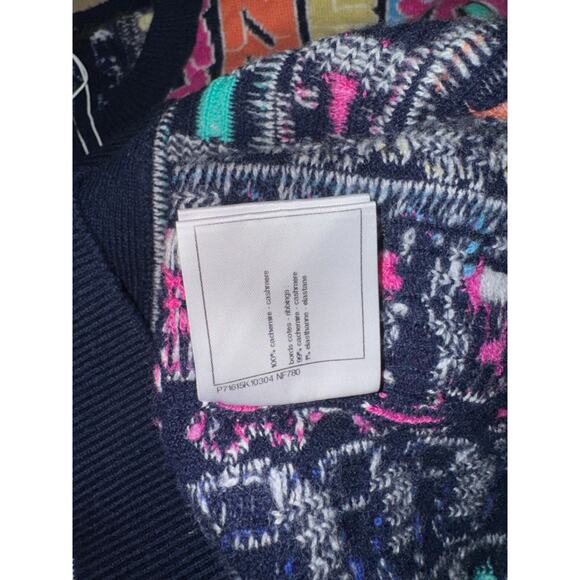 Chanel 21K Blue Rainbow Letter Logo CC Button Long Sleeve Cardigan Sweater 36 - Picture 15 of 15